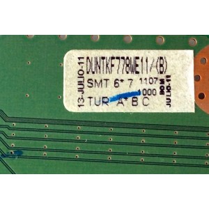 T-CON PARA TV SHARP / NUMERO DE PARTE DUNTKF778WE11 / DUNTKF778FM11 / RUNTK4910TP / KF778 / CPWBX4910TP / XF778WJN3 / PANEL LK695D3GW40Z / MODELOS LC-70LE733U / LC-70LE734U / LC-70LE640U